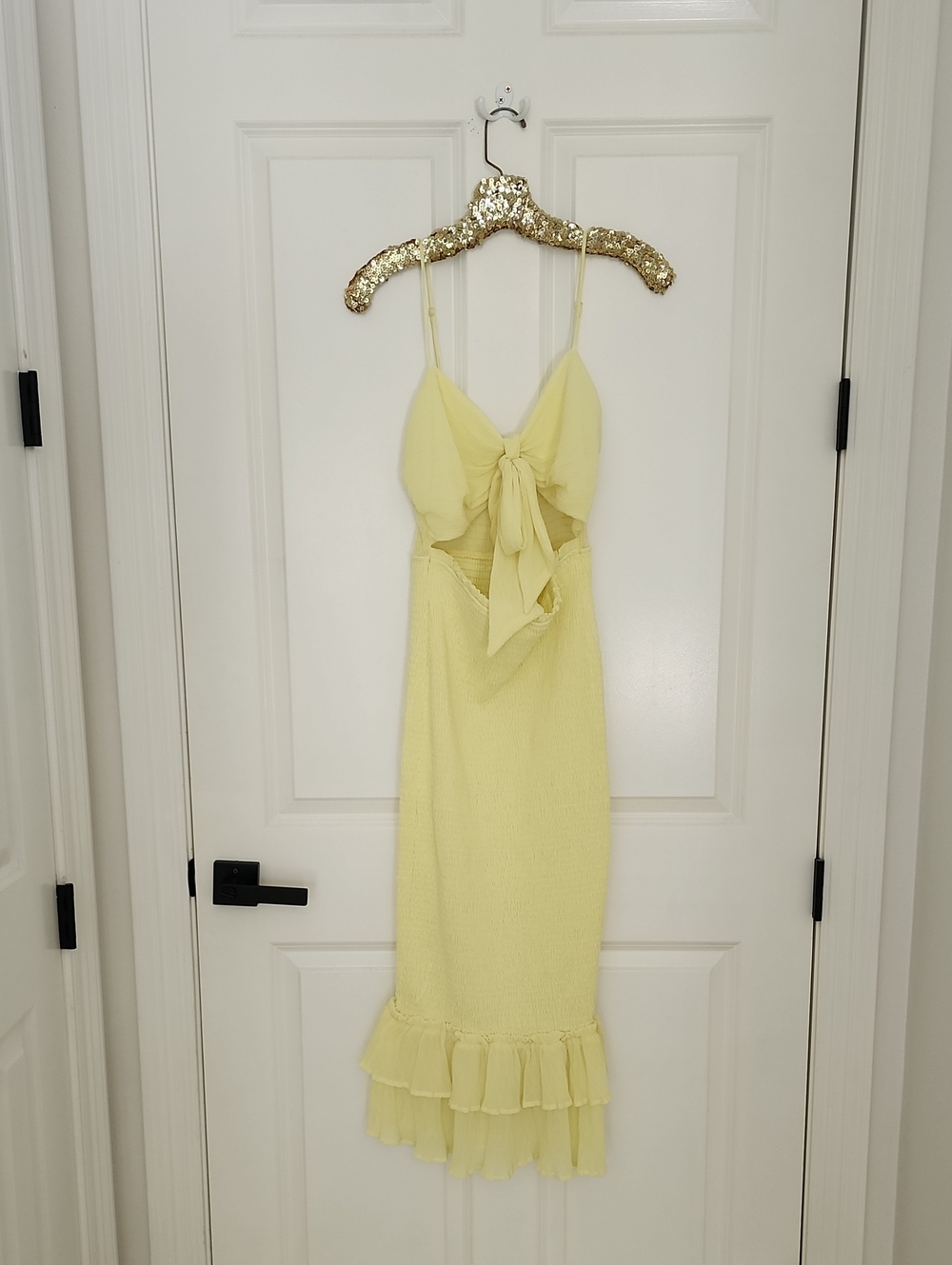 Miss Avenue Pale Yellow Tie-Front Midi Dress